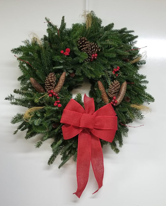 Natural Bliss Red Burlap Wreath - Wreaths & Garlands