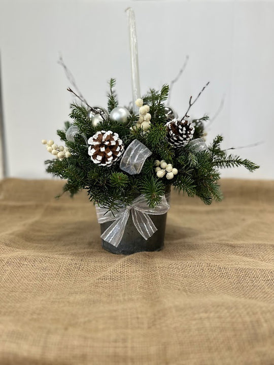 Silver Tin Christmas Arrangement