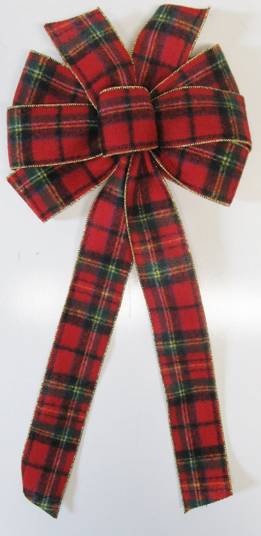 Flannel Plaid With Gold Edge Bow - Bow