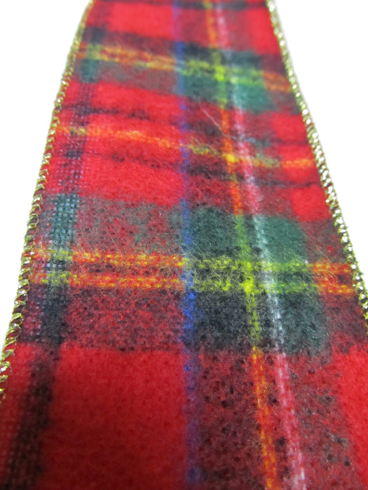 Flannel Plaid With Gold Edge Bow - Bow