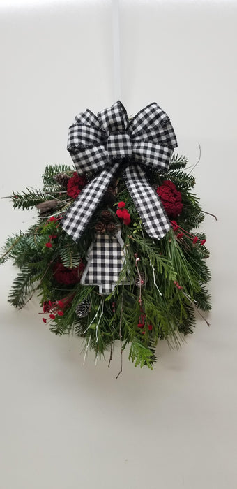 Gingham Christmas Woodland Swag - Swags