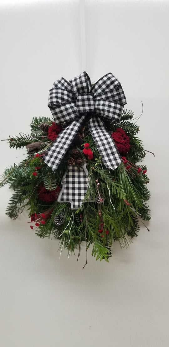 Gingham Christmas Woodland Swag