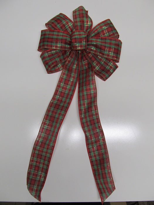 Gold Accented Plaid Bow - Bow