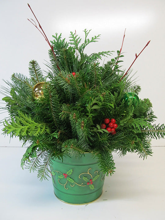 Holly Berry Metal Can Arrangement