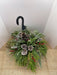 Large Red Hanging Basket Filled With Cryptomeria Pine and 