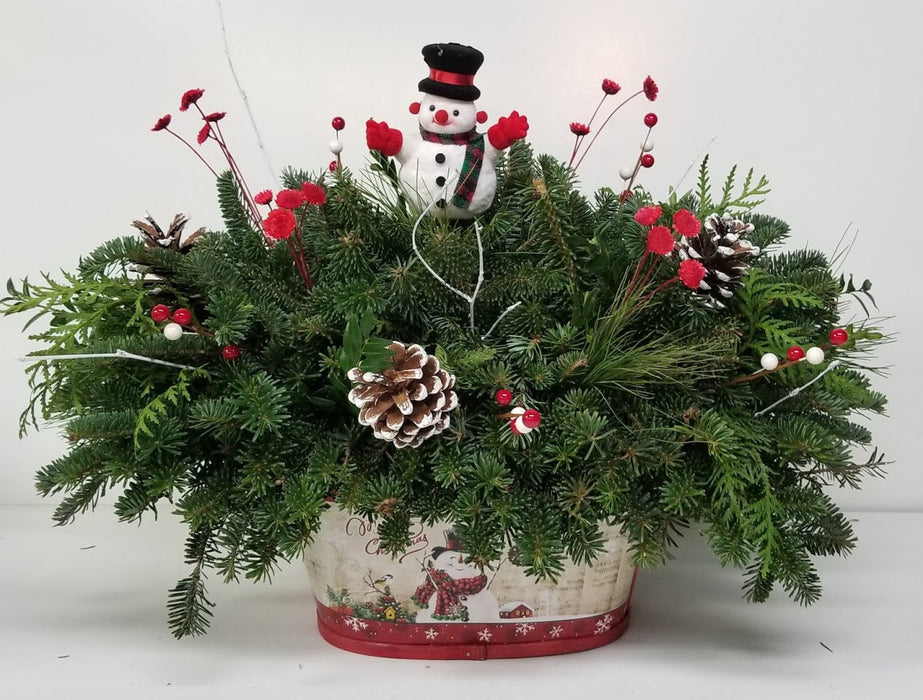 Merry Christmas Snowman Arrangement - Oblong - Arrangements