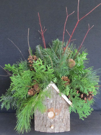 Merry Twismas Birdhouse Greenery Arrangement