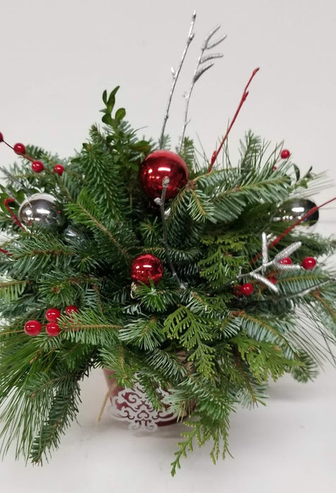 Red Christmas Tree Tin Arrangement - Arrangements
