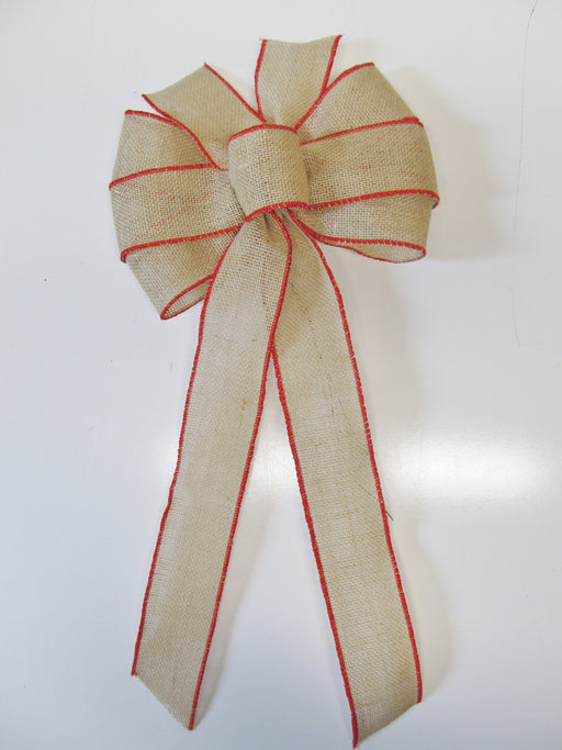 Red Edged Burlap Bow - Bow