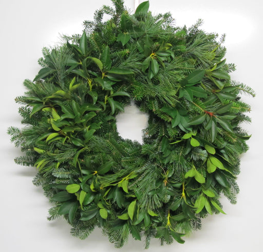 Single Face Fraser Fir White Pine & Mountain Laurel Wreath -