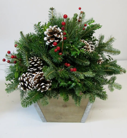 Tin Accented Distressed Barnwood Box Arrangement