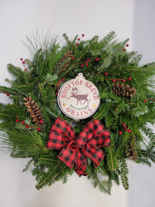 Whimsical Wreath With Vintage Inspired Tin Ornament - 
