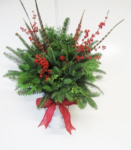 White Christmas Hanging Wall Cone Arrangement - Arrangements