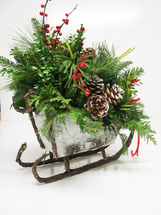 White Christmas Sleigh Arrangement - Arrangements