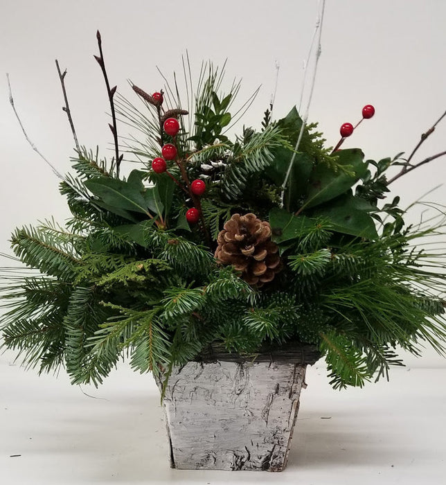 White Christmas Square with Charcoal Rim Arrangement - 